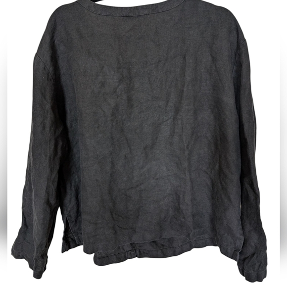 Sulu Kerstin Bernecker Black Linen Top sz XL - Picture 2 of 7